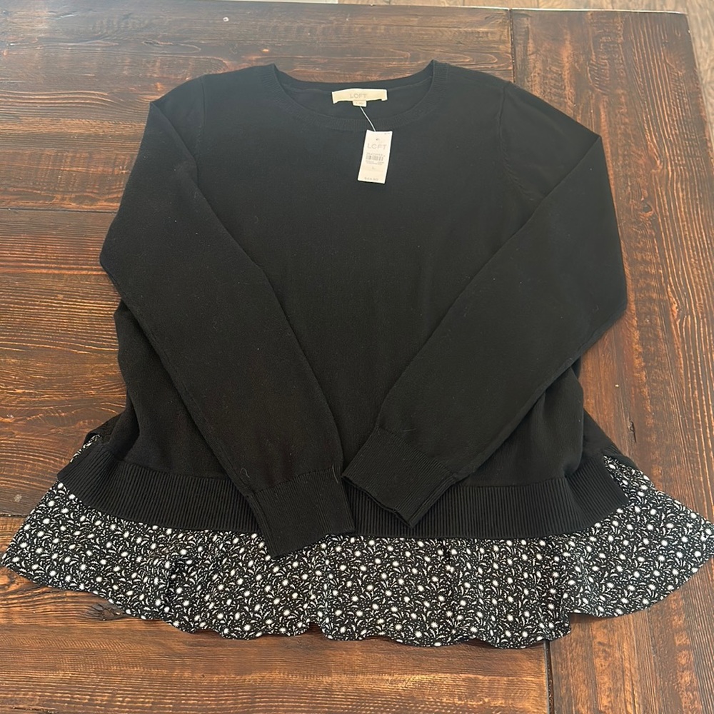 Loft Sweater with Ruffle NWT